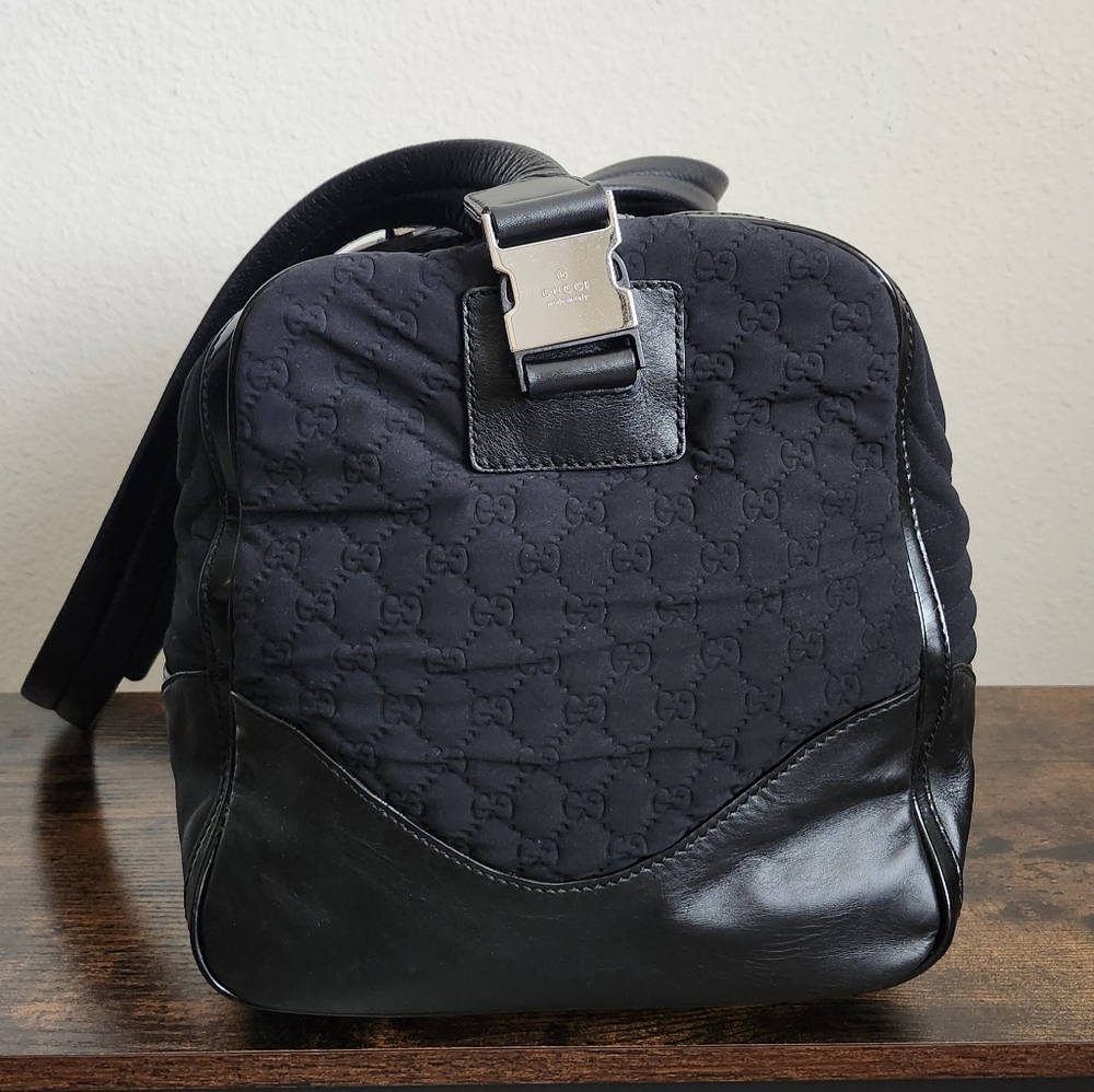 Gucci Guccissima Black Neoprene/Leather Duffle Bag - Picture 4 of 15